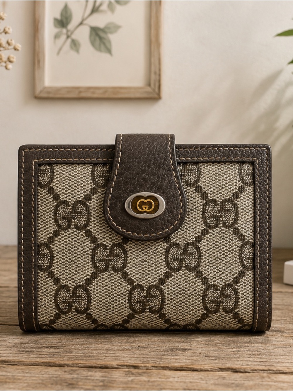 Vintage Gucci GG Canvas Snap Wallet • Leather • Made in Italy